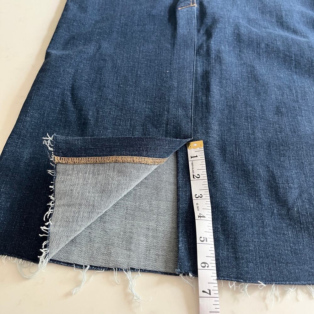 Zara Women’s Stretch Denim Maxi Skirt Blue Dark Wash Raw Hem Size S - Picture 9 of 9